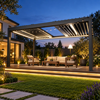 Pergola motorisée rétractable en aluminium, toit à lames orientables imperméable, pare-soleil électrique entièrement automatique pour terrasse arrière-cour