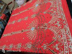 Tissu perlé de luxe de haute qualité avec Zircon fait à la main 100% Polyester meilleur prix exportation du fournisseur indien pour la fabrication de vêtements - Product Image 4