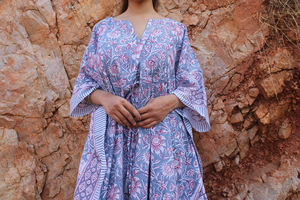 Kaftan écologique 100% coton imprimé main bloc confortable élégant imprimé floral élégant bordure décontracté indien vêtements caftan - Product Image 5