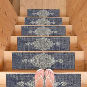 Alfombra Azul Marino, Alfombra Estampada, Diseño de Medallón, Decoración Moderna, Alfombra de Entrada - Product Image 5