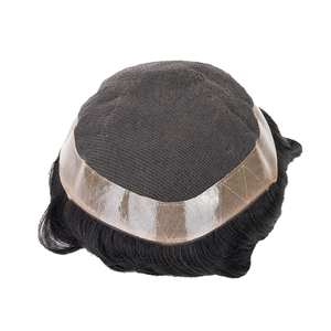 EMEDA-Perruque indienne pour homme, postiche de qualité remy, à base de dentelle fine, avec boucle en V, 8x10 pouces, 0.12mm - Product Image 1