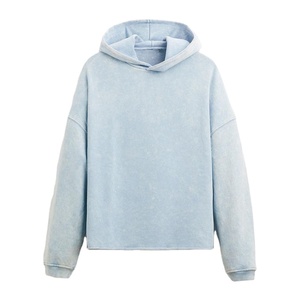 Vintage lavado de algodón de los hombres de gran tamaño gota hombro crudo dobladillo recortado boxy Sudadera con capucha streetwear pullover sudaderas con capucha para hombres ropa 2025 - Product Image 5