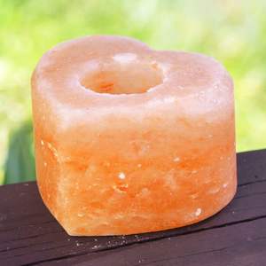 Portavelas de sal rosa del Himalaya en forma de corazón, tarro Natural hecho a mano, estilo tallado, decoración con cable a precio mayorista - Product Image 1