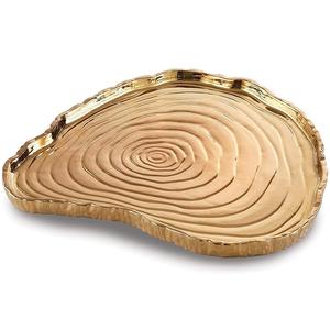 Plato brillante hecho a mano de lujo con acabado en oro, forma única, bandeja para servir frutas de Metal, impresión personalizada para bandeja para servir chocolates - Product Image 1