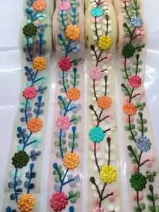 Jacquard Ribbon <b>Tulle</b> Net Trimming Custom Embroidery Braided Lace Trim Flower Pattern Polyester/Metallic/Sequins for Bags - Product Image 2