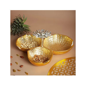 Bol de service en aluminium Golden Chip and Dip pour centres de table Bol à fruits secs en aluminium en métal le plus bas best-seller - Product Image 1
