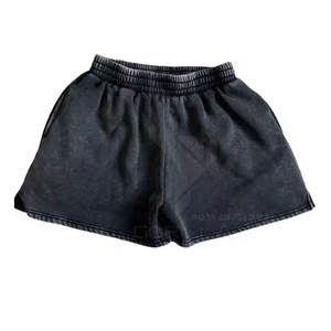 Pantalones cortos informales de cintura alta con lavado ácido transpirable para mujer - Product Image 1