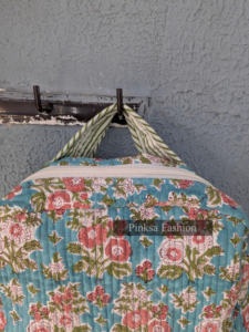 Sac à dos en coton matelassé imprimé à la main de haute qualité, motif floral ethnique indien bohème, portable et léger - Product Image 6