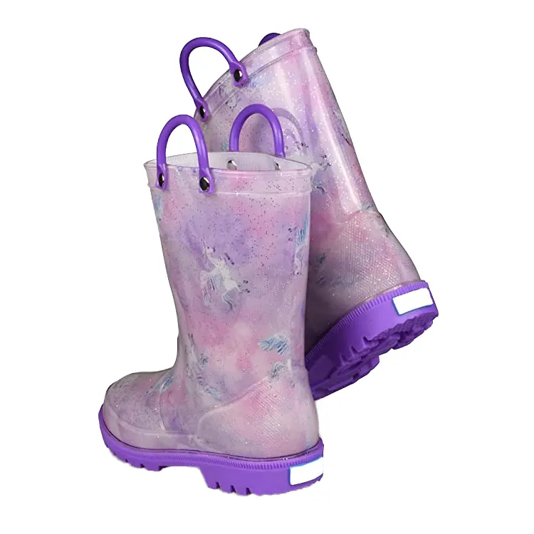 Wholesale Custom Printed PVC Boots for Girls Waterproof Baby Rain Boots for Summer Spring Autumn Season