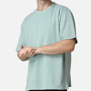 Camiseta de alta calidad 240 gsm para hombre, ropa de calle personalizada de algodón pesado en blanco, con hombro caído, de gran tamaño - Product Image 2