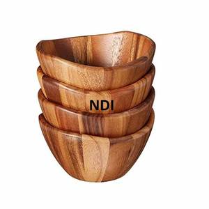 Bol de service décoratif sur mesure finition émaillée bol de service à soupe finition émaillée bol en bois - Product Image 5