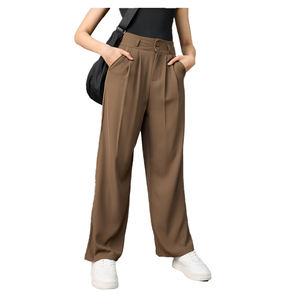 <b>Women's</b> Regular Fit Full Length Canvas Pants <b>Trousers</b> Side Pockets <b>Elastic</b> <b>Waist</b> Anti-Wrinkle Anti-Pilling Breathable Fabric for - Product Image 4