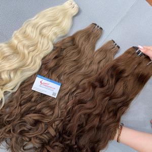 Cabello ondulado de trama de color oscuro a tono claro de longitud completa de 10-26 pulgadas listo para enviar extensión de cabello vietnamita - Product Image 5