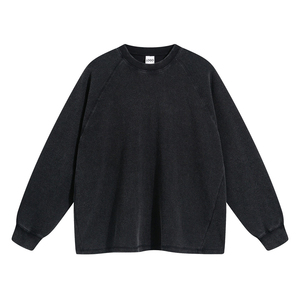 เสื้อฮู้ดผ้าฝ้ายแขนยาวสำหรับผู้ชายเสื้อครอปแบบ100% ใส่ได้ทั้งชายและหญิงเสื้อสเวตเตอร์ล้างกรดคอกลมผลิตตามสั่ง - Product Image 3