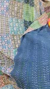 Edredones de Seda Patchwork Kantha de 7 Piezas Hechos a Medida con Relleno de Algodón, Estilo Americano para Decoración del Hogar, Venta al por Mayor - Product Image 3