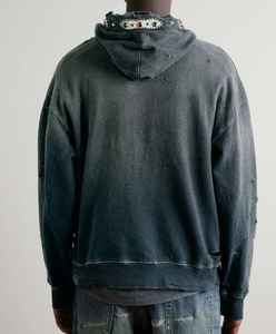 เสื้อฮู้ดดี้เฟรนช์เทอร์รี่ขนาดใหญ่พิเศษ ปี 2024 น้ำหนัก 500 กรัม ผ้าฝ้าย 100% ไม่หด ดีไซน์บุซับใน ผลิตโดยผู้ผลิตโดยตรง ลวดลายฟอกสีแบบดิสเทรส - Product Image 4