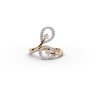 Double Loop Lab-Grown Diamond Ring Rose Gold and Gold Plated Fashionable Hip-Hop Style Inlay Setting Trendy Engagement Ring - Product Image 1
