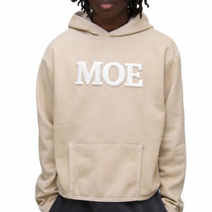 Sweat à capuche pour homme, couleur unie, polaire épaisse, coupe ample, style streetwear, pour la fabrication en gros de marques personnalisées - Product Image 1