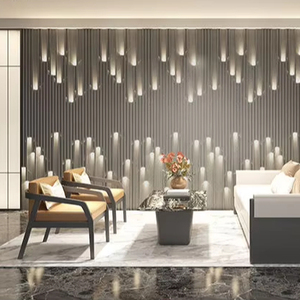 Effetti speciali di illuminazione WPC Art feritoia decorativa per interni modulare a parete stellata foglio di sfondo con luci a LED