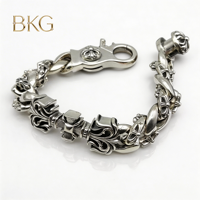 Bracelet unisexe en alliage avec chaîne croisée, style hip-hop, punk, rétro, mode européenne et américaine, finition chromée - Vente en gros BKG