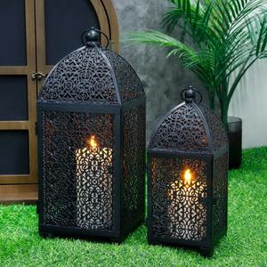 Elegant Metal Lantern Candle Holder with Handle | Stylish Decorative <b>Lighting</b> for Living Room, <b>Patio</b> and <b>Outdoor</b> Spaces - Product Image 3