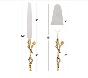 มีดเซิฟเวอร์เค้กทองเหลืองมีด้ามจับที่สะดวกสบายเหมาะสำหรับการตัดเค้กแต่งงานและของหวานวันเกิดได้อย่างง่ายดาย - Product Image 3