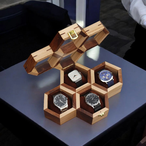 Organisateur de boîte de montre à 8 fentes fait à la main en palissandre boîte de montre en nid d'abeille organisateur de bijoux - Product Image 2