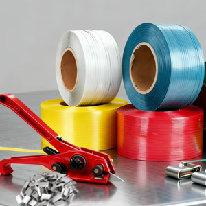 <span class=keywords><strong>Fleje</strong></span> de Polipropileno de 10 kg y 20 kg, Correa de Embalaje de Plástico PP, Precio de Fábrica con Máquina Cortadora y Hebilla de PP - Product Image 1