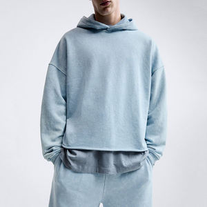 Sweat à capuche oversize pour homme en molleton 100% coton, respirant, avec lavage vintage personnalisé, épaules tombantes et ourlet brut, style streetwear, offre ODM pour l'hiver - Product Image 5