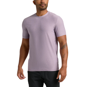 Camiseta de cuello redondo de ajuste atlético de tela de punto de 180g para hombre, transpirable, deportivo, patrón sólido, diseño personalizable en blanco - Product Image 3