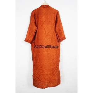 Robe kimono en soie indienne faite à la main, col en V, fermeture à cordon, design patchwork, manches longues, respirante, pour femmes, toutes saisons - Product Image 5