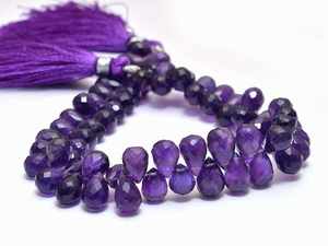 Perles de pierres précieuses en améthyste violette naturelle facettées en forme de goutte d'eau 6x4mm, perles d'améthyste en vrac pour la fabrication de bijoux, fournitures en gros - Product Image 4