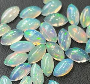 Marquise en opale éthiopienne naturelle 6x12mm Cabochon à dos plat-Superbe qualité multi-feu - Product Image 4