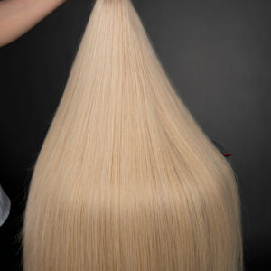 Vietnamien 100% Extension de tissage de cheveux humains non transformés Dôme Cap brut doux pas cher en vrac soyeux vague droite vierge blonde - Product Image 1