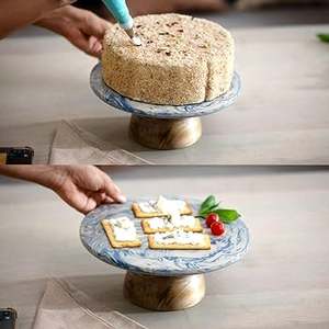 Soporte de pastel de madera de moda superior con cubierta acrílica para bodas, producto de madera redondo, soporte para pastel de servidor, bandeja de exhibición para cupcakes - Product Image 3