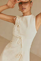 Robe d'été sans manches 100 % coton, respirante, écologique, lavable, infroissable, longueur mini, style vintage, décontractée, coupe évasée, couleur unie