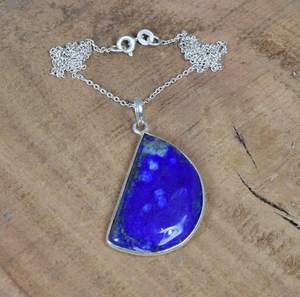 Collier pendentif en argent sterling avec lapis-lazuli, pierre de naissance de décembre, bijoux faits à la main pour femmes, cadeau - Product Image 1