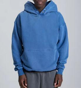 Fabricante personalizado Sun Faded bordado desgastado Streetwear ácido lavado hombres peso pesado Rhinestone Sudadera con capucha - Product Image 4