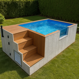 Mùa hè Ngôi nhà nhỏ sân sau hồ bơi cảnh quan piscina WPC gỗ Acrylic ngoài trời Spa sợi thủy tinh trên mặt đất hồ bơi - Product Image 3