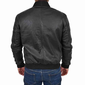 Chaqueta de cuero negro para hombre superventas al por mayor chaqueta de moda cortavientos con cierre de cremallera chaqueta de alta calidad para hombre - Product Image 3