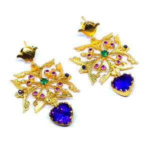 Boucles d'oreilles classiques en argent sterling 925 avec boucles d'oreilles en forme de cœur avec pierres précieuses en améthyste à la mode pour les femmes - Product Image 1