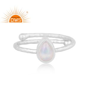 Anillo ajustable de piedras preciosas de ópalo etíope Natural de plata de ley fina de último diseño, joyería para mujer, regalo para ella - Product Image 2