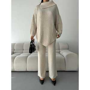 Conjunto de Suéter de Punto con Cuello de Letras para Mujer, Colección 1555 - Product Image 1