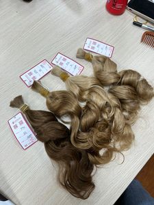 Natural Wavy Human Hair Virgin Brazilian Tight Tip <b>Ponytail</b> Hair Bulk Extension - Product Image 4