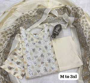 La mejor tela de algodón con bordado de hilo Kurti Pant y Dupatta Woman Fashion Fabricante y proveedor de Surat - Product Image 6
