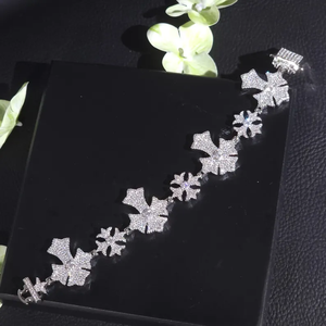 สร้อยข้อมือใบเมเปิลประดับเพชรโมอิสซาไนต์ เงินแท้ 925 สไตล์ฮิปฮอปสุดหรูสำหรับผู้ชาย - Product Image 4