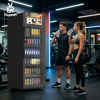 Distributeur automatique intelligent de boissons avec technologie visuelle IA, type casier réfrigéré à porte ouverte
