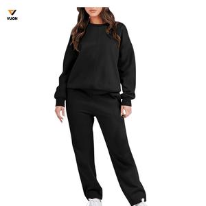 2025 haute qualité survêtements femmes sweat à capuche personnalisé ensemble à manches longues col rond sweat Polyester coton survêtement pantalon et pull - Product Image 5