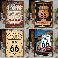 Panneau en métal vintage personnalisé Route 66, décoration murale rétro pour la maison, le bureau, l'atelier, le bar, la ferme, affiche métallique classique, vente en gros