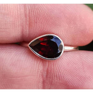 Handmade Women's Cute <b>Ring</b> with Natural Red <b>Garnet</b> 925 Sterling <b>Silver</b> January Birthstone <b>Ring</b> Gift Pear Shape Topaz Stone - Product Image 1